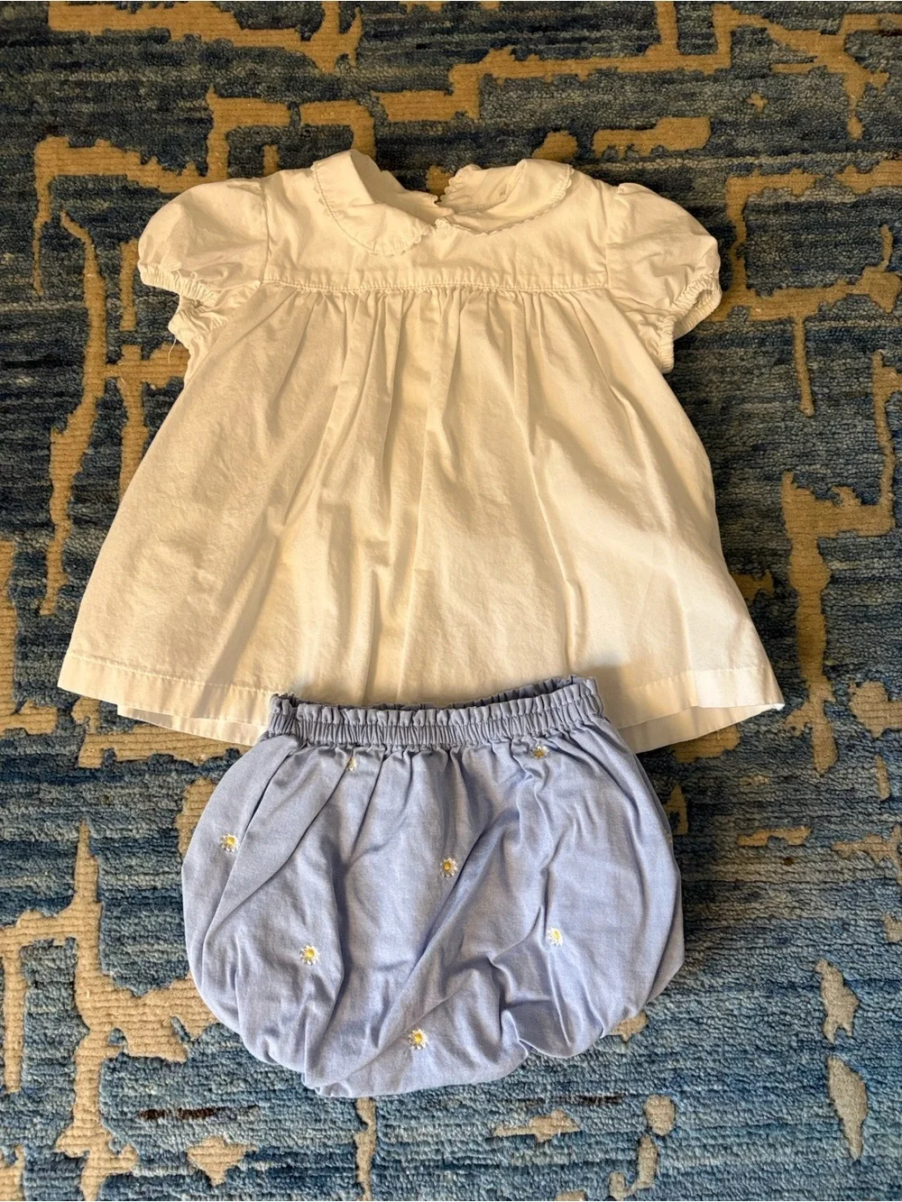 Ralph Lauren White Top with Light Blue Daisy Bloomer